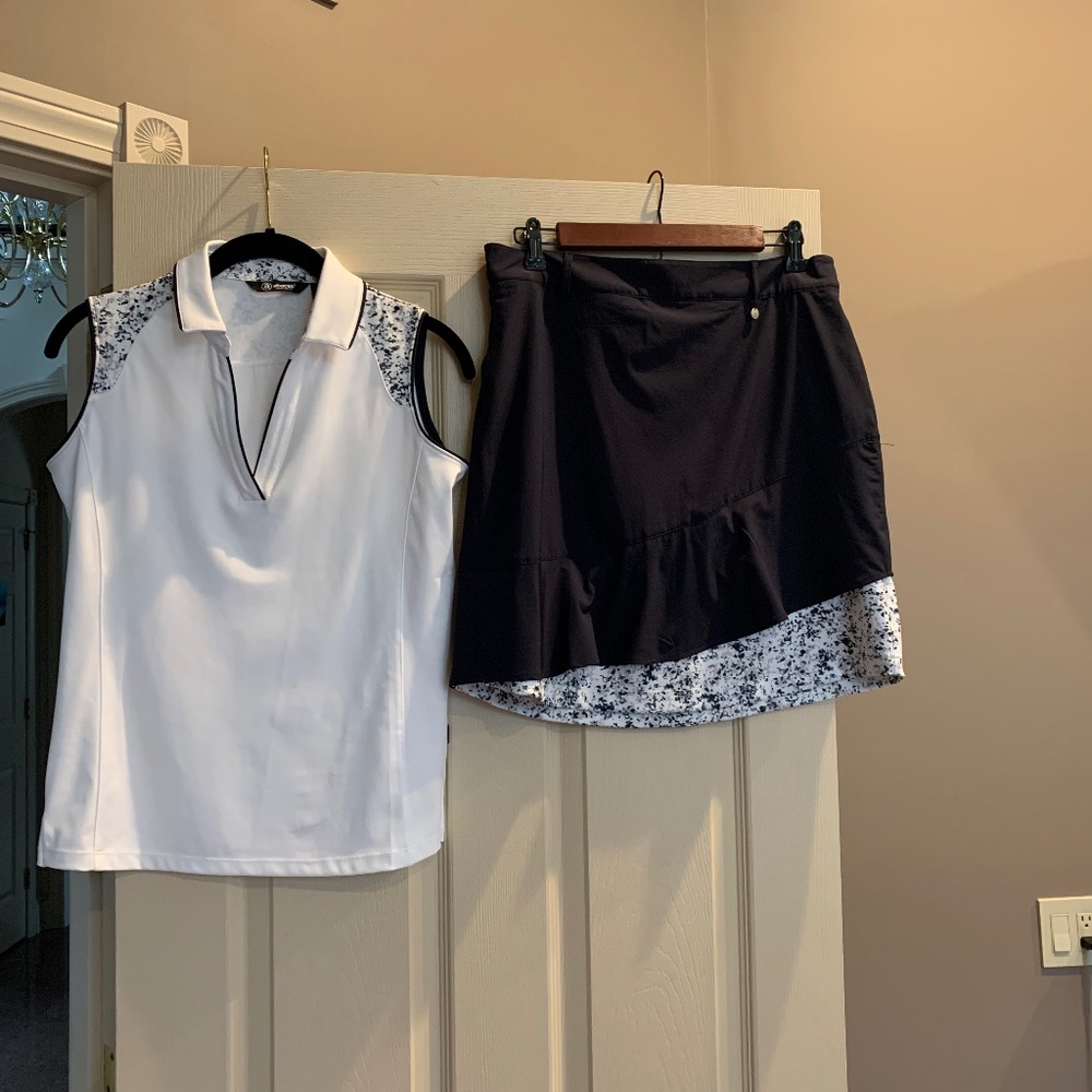 Abacus Navy Blue/White 2-pc Golf Skort/Top Set sz S/P, 8